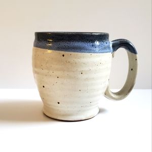 Clay in Mind Ceramic Coffee Tea Mug Blue and White 12oz potter's mug